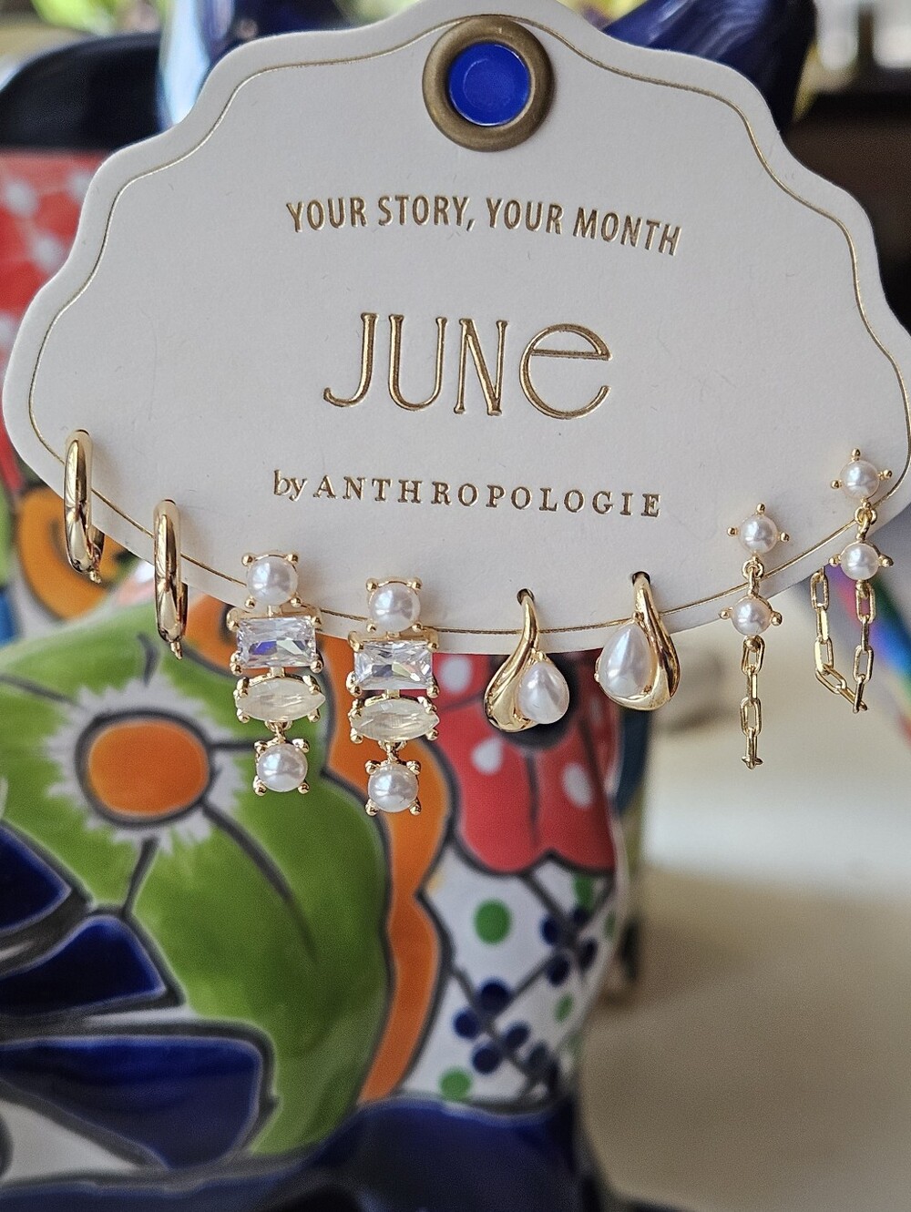 Anthropologie Birthstone Huggie Earrings, Set of  (3) . Pls Read The Description